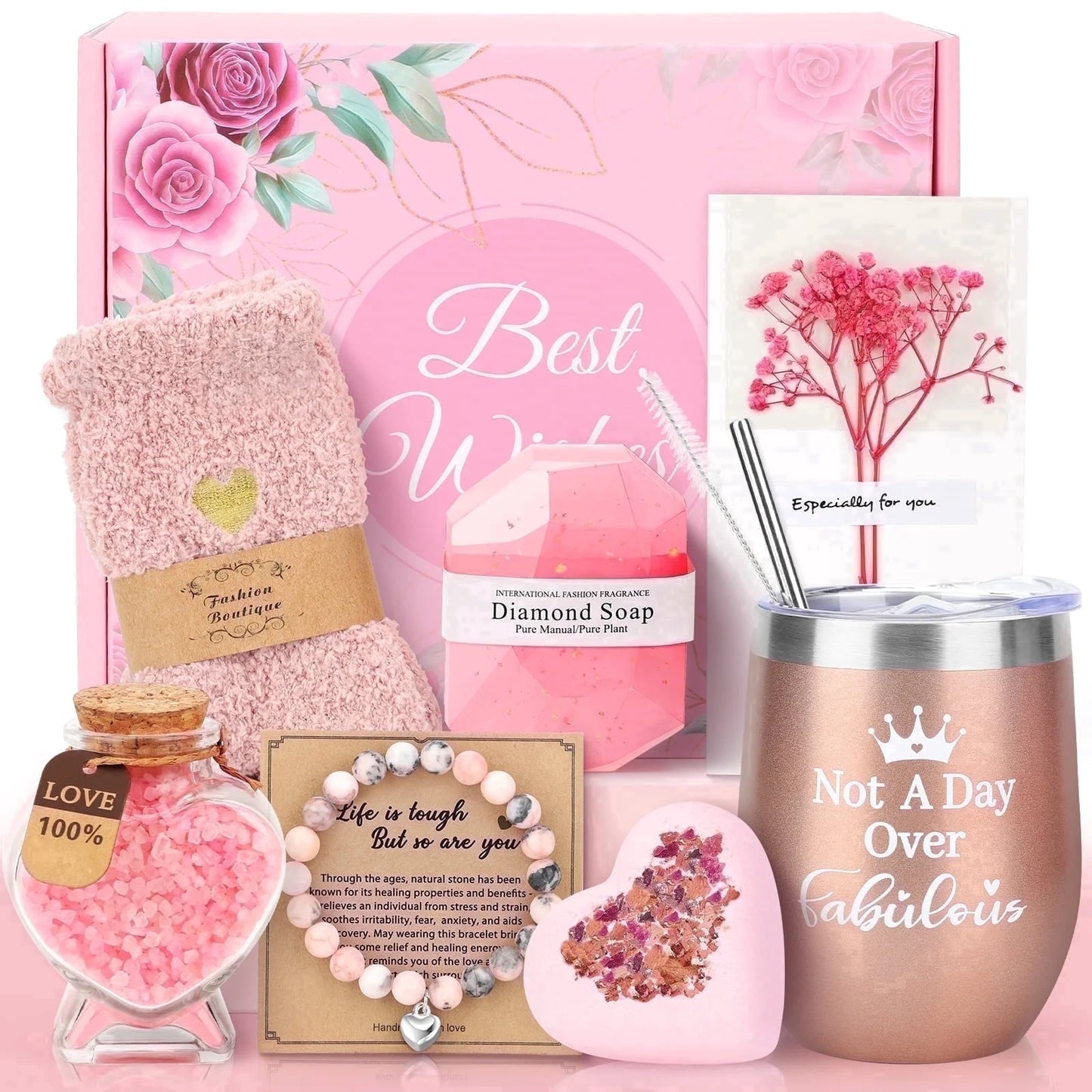 Mothers Day Gifts Baskets, Holiday Gifts for Mom Women, 10 Pack, Pink