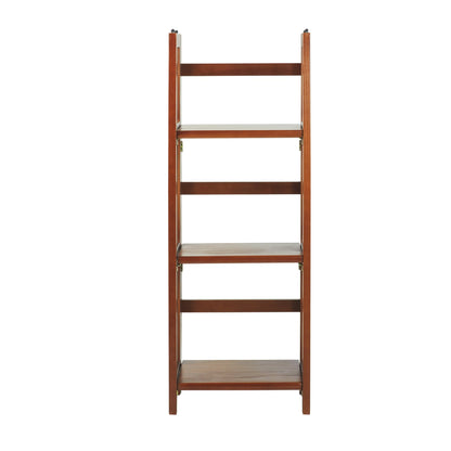 3 Shelf 14 Inch Folding Office Furniture Wood Bookcase, Mahogany