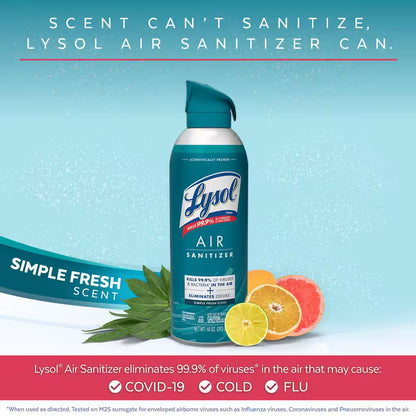 Air Sanitizer Spray, for Air Sanitization and Odor Elimination, Simple Fresh, 10 Fl. Oz
